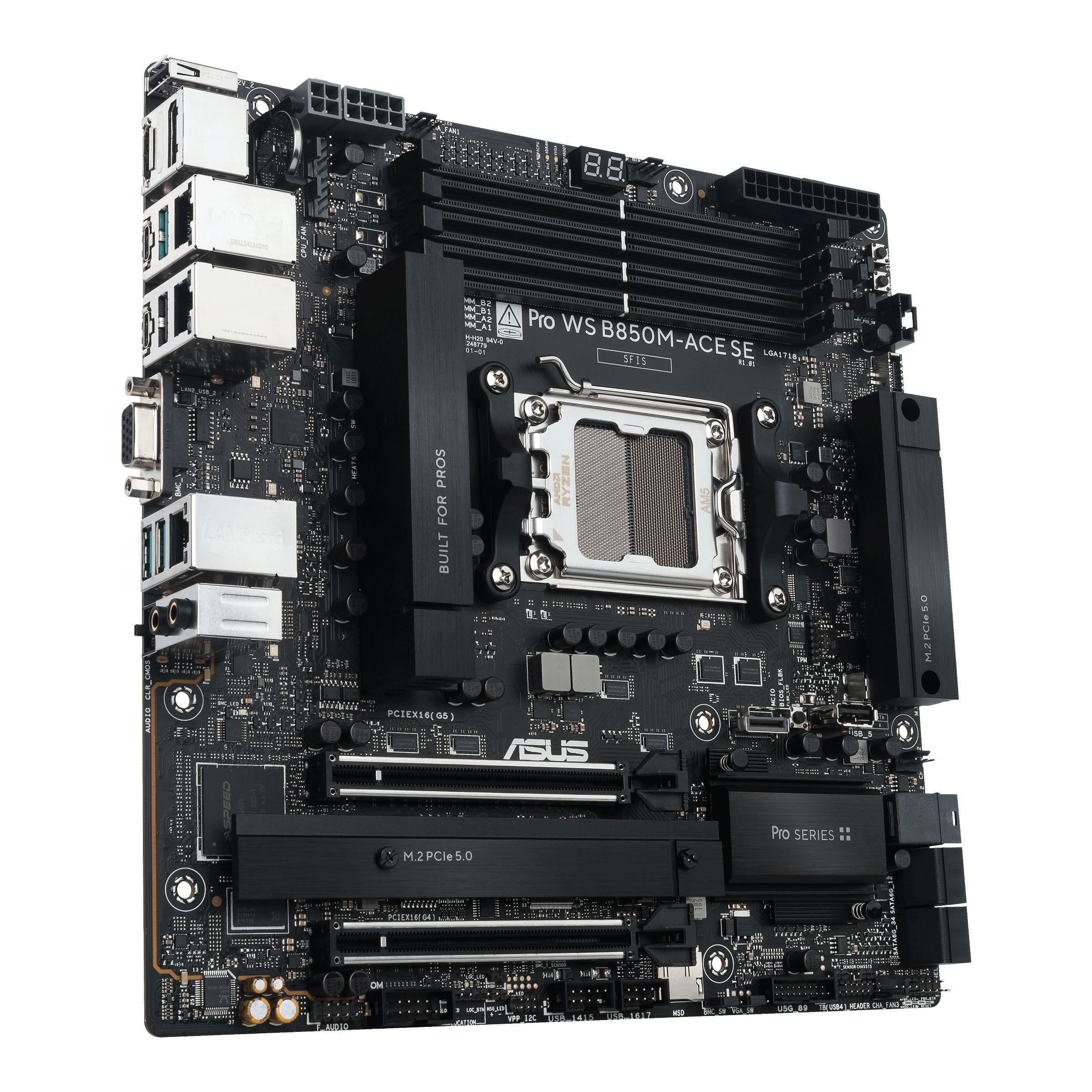 Motherboard ASUS Pro WS B850M-ACE SE (AM5 - Micro-ATX - Duplo canal - Preto), miniatura 3