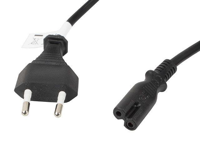 Cabo de Alimentação LANBERG CA-C7CA-11CC-0018-BK (1,8 m - CEE 7/16 - Acoplador C7 - Preto)