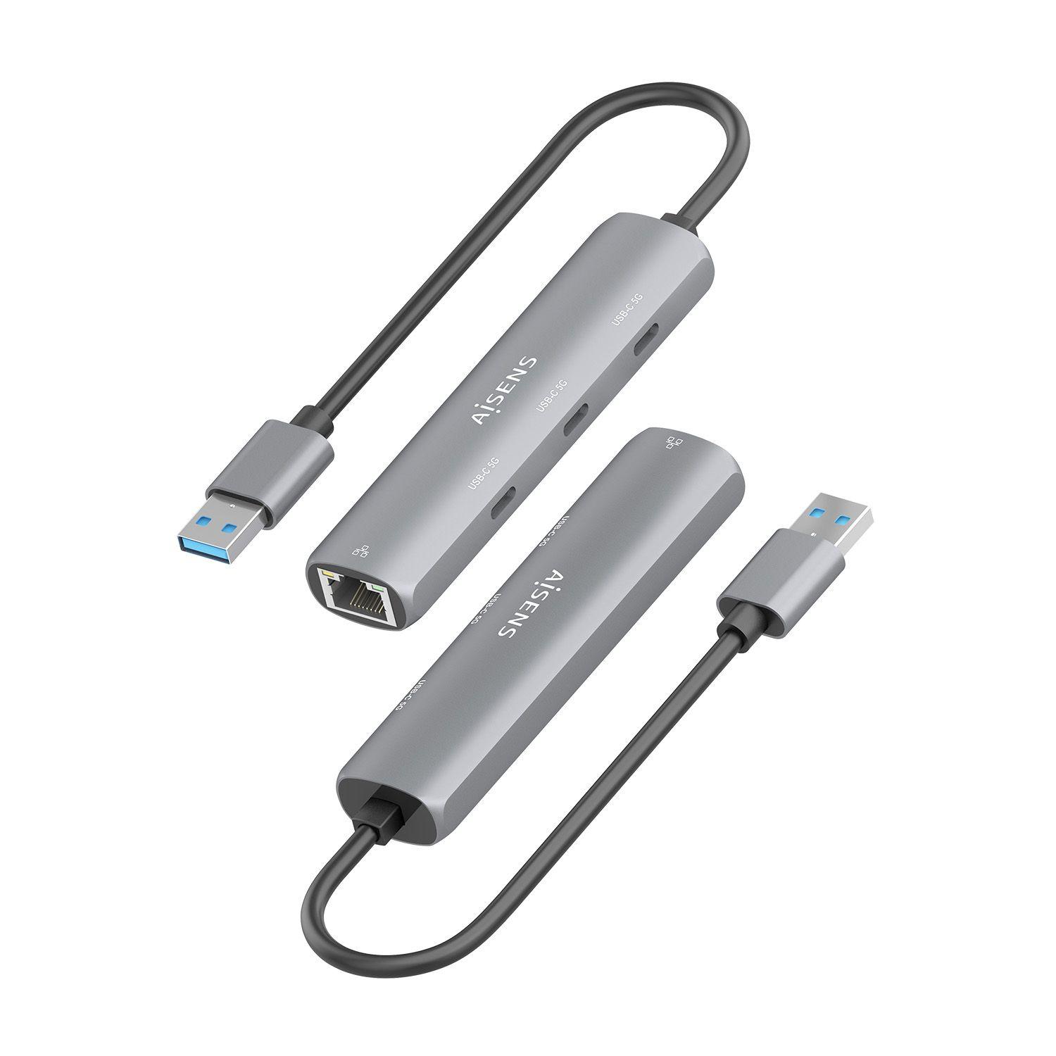 Adaptador de Rede USB AISENS ASUC-4P037-GR (0,15 m - Windows 10, Windows 11 - Cinzento) — miniatura 3
