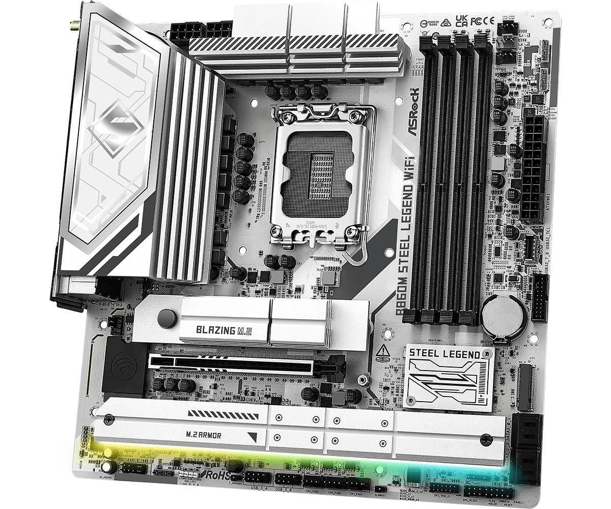 Motherboard ASROCK B860M Steel Legend WiFi (LGA 1851 (Socket V1) - Intel Core Ultra - micro-ATX - Branco), miniatura 4