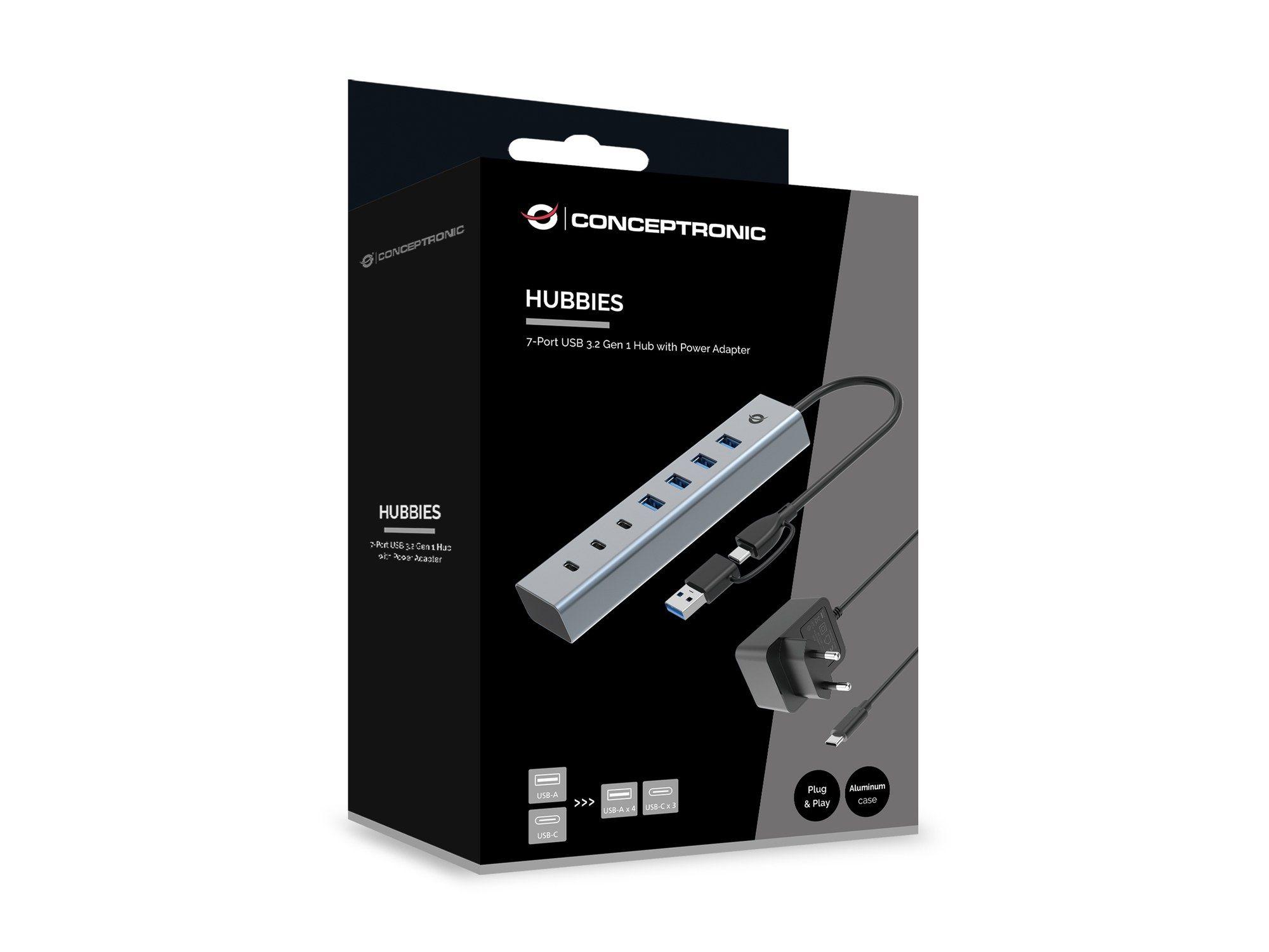 Hub USB-C CONCEPTRONIC HUBBIES20GP (0,25 m - USB 3.2 Gen 1 Type-C - Cinzento), miniatura 5