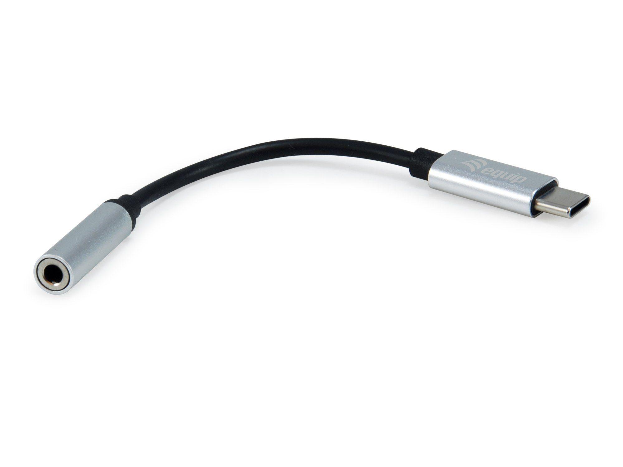 Adaptador de Áudio EQUIP 133474 (USB-C macho - Jack de 3,5 mm fêmea, 4 pinos - USB Type-C/Jack 3.5mm - Preto e Prateado)