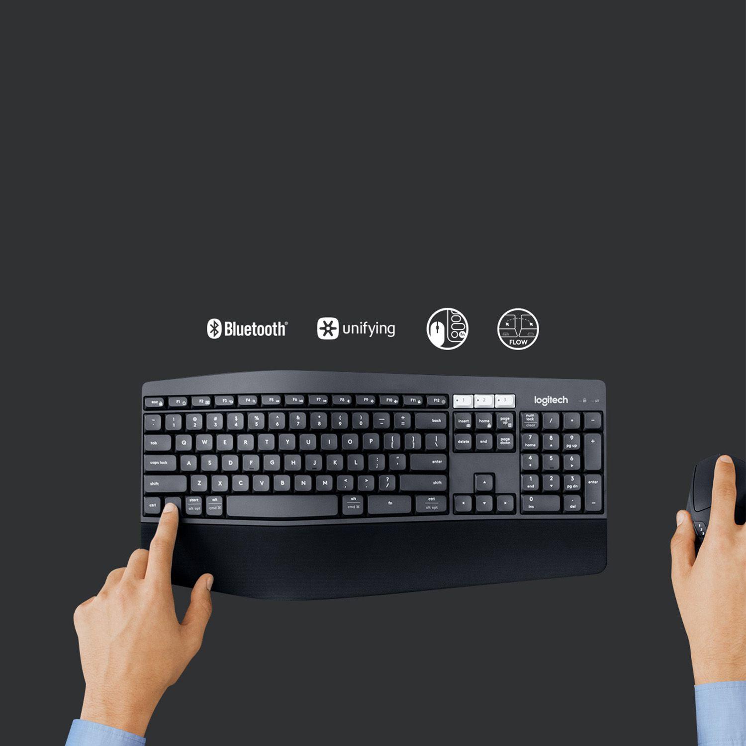 Conjunto de Teclado e Rato LOGITECH MK850 Performance (Alemão - Tamanho completo - RF Wireless + Bluetooth - Preto) — miniatura 6