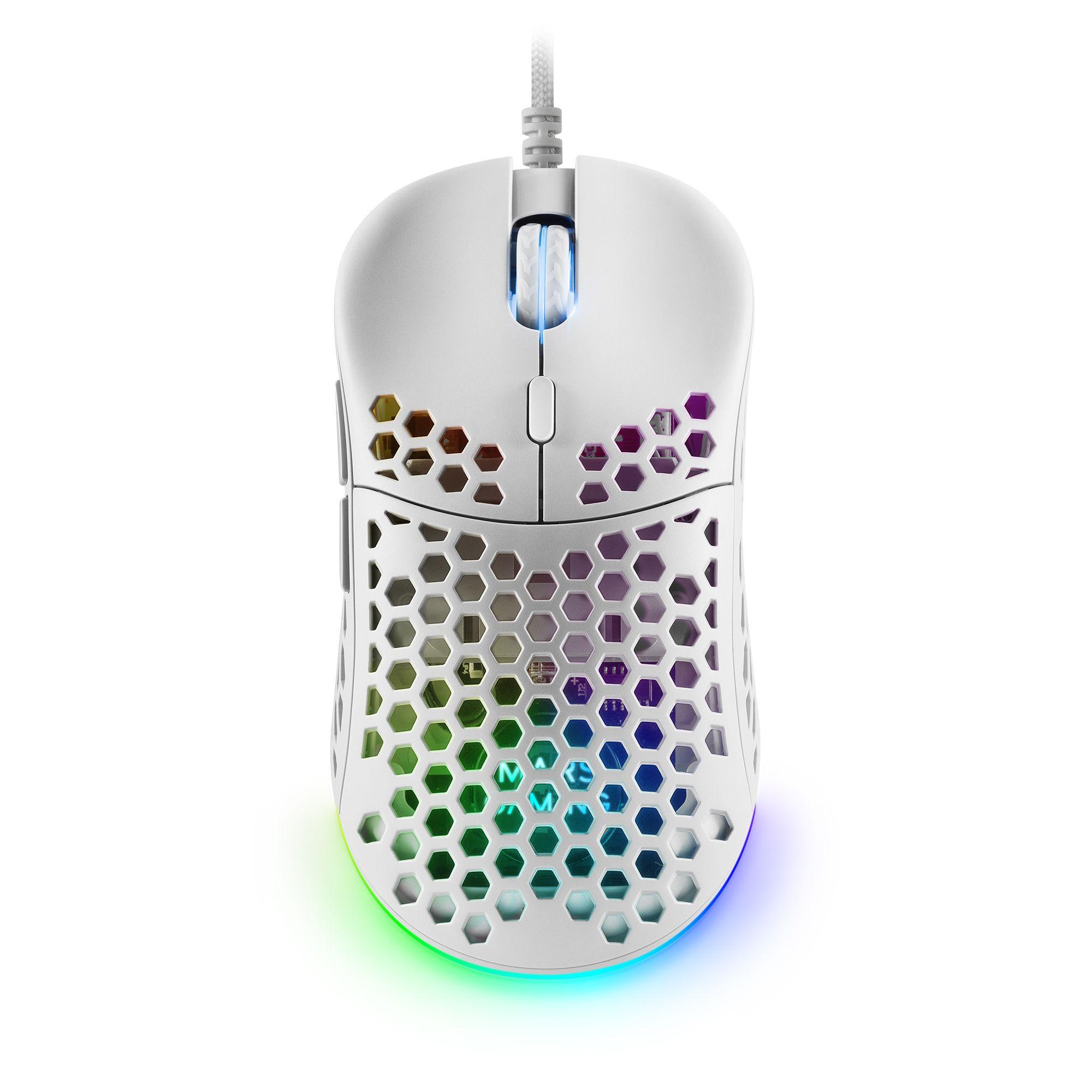 Rato Gaming MARS GAMING MM55 (Mão direita - 12800 DPI - Ótico - Branco)