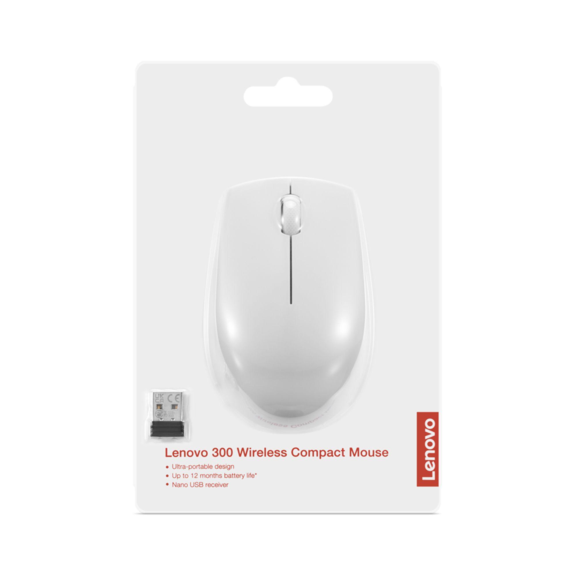 Rato LENOVO 300 Compact Wireless (Ambidestro - 1000 DPI - Ótico - Cinzento Claro) — miniatura 7