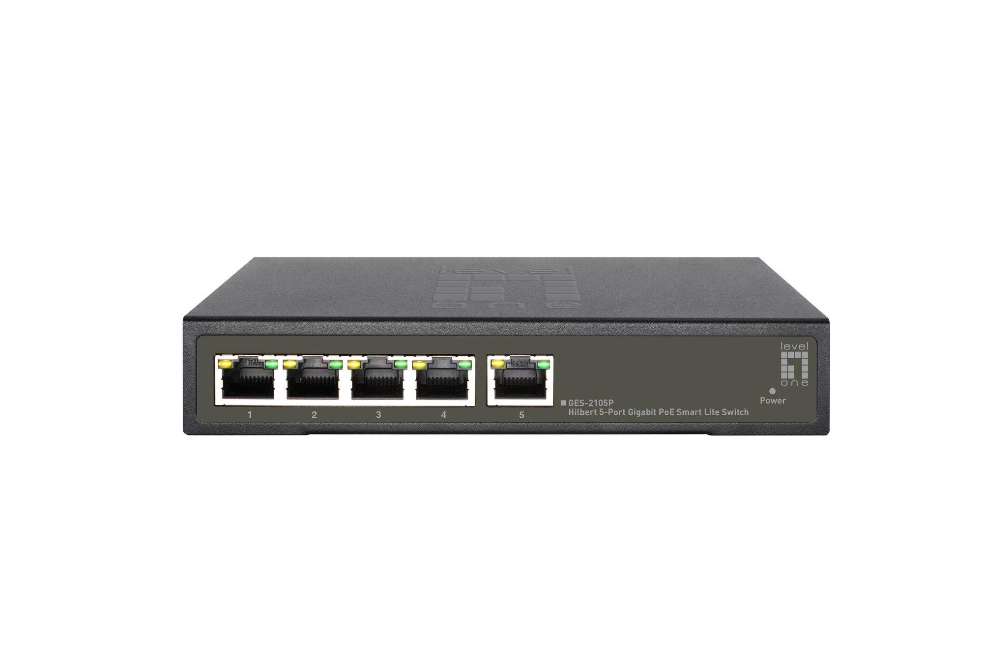 Switch Gerido LEVEL ONE GES-2105P (5 RJ-45 - Gigabit Ethernet - 1,5 MB - Preto)