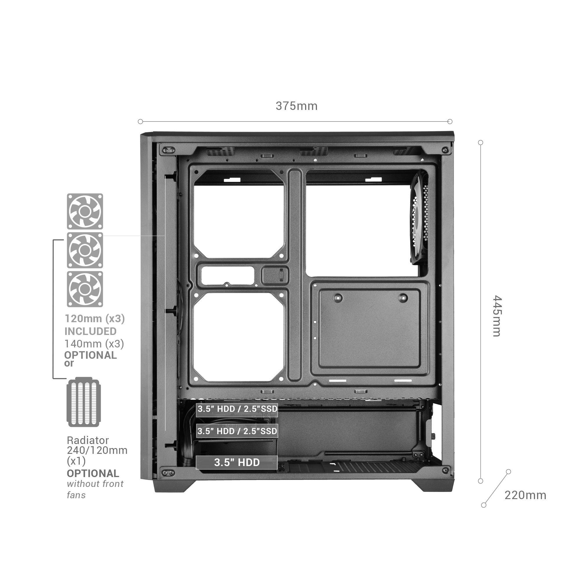 Caixa PC MARS GAMING MCQUANTUM (ATX, Micro ATX, Mini-ITX - Midi Tower - Vidro temperado - Preto) — miniatura 10