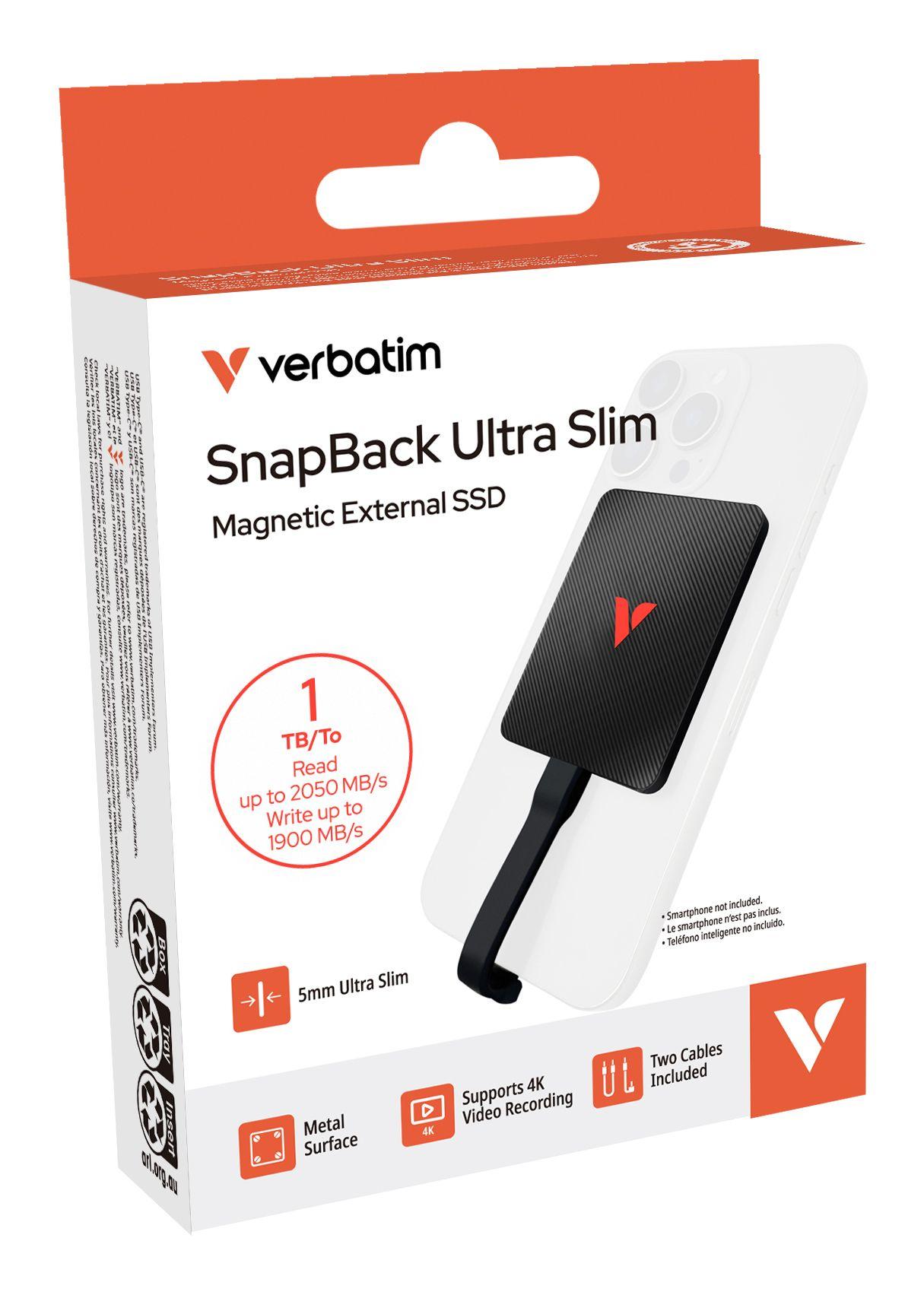 SSD VERBATIM SnapBack Ultra Slim 1TB (1 TB - M.2 - USB-C 3.2 Gen 2x2 - Preto) — miniatura 2