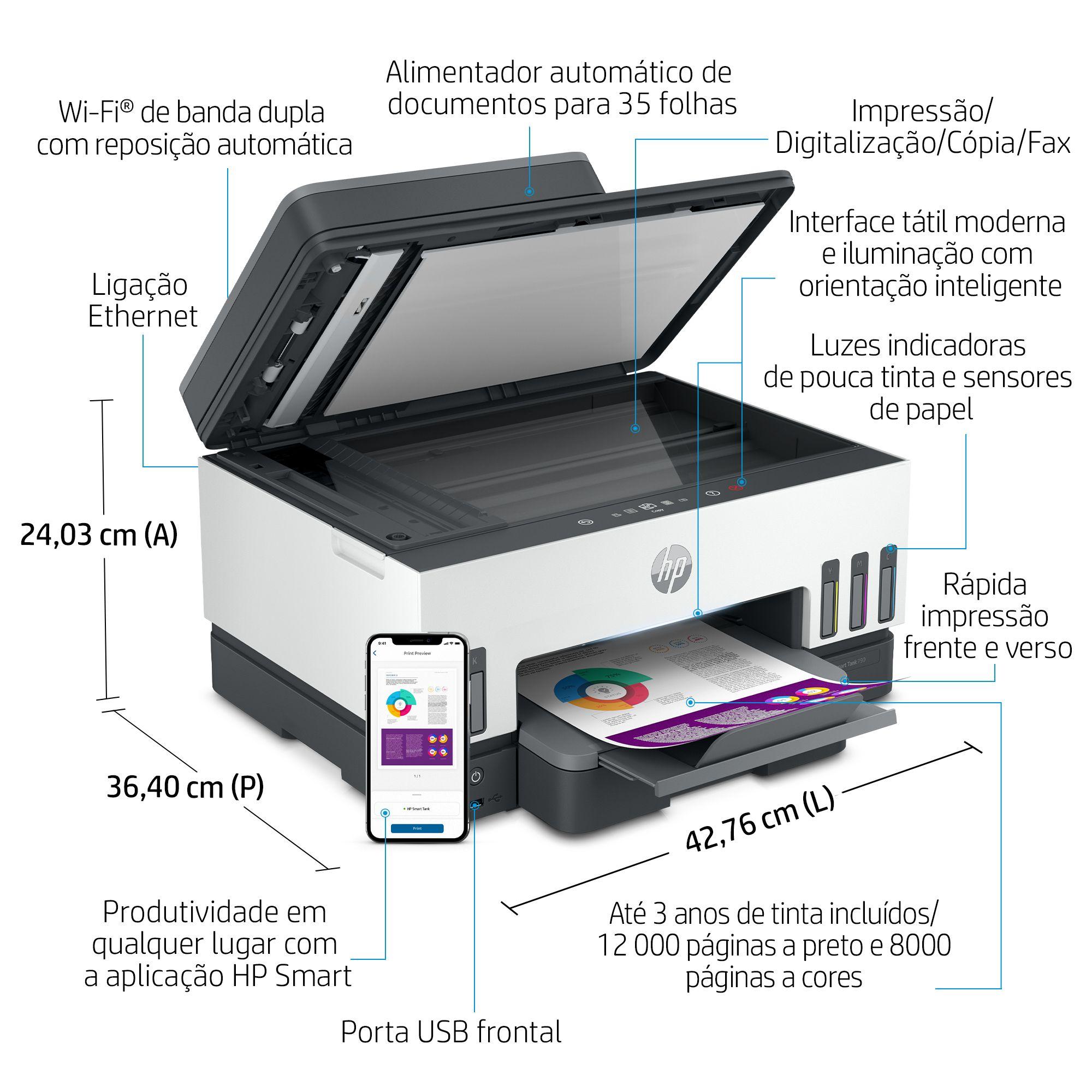 Impressora Multifunções HP Smart Tank 7605 (A4 - Impressão a cores - 250 folhas - Cinzento), miniatura 5