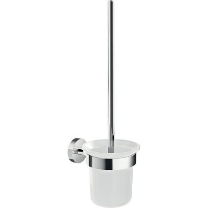 Conjunto de Escova Sanitária de Parede TESA SMOOZ (Fixação adesiva - Cromado e vidro acetinado)