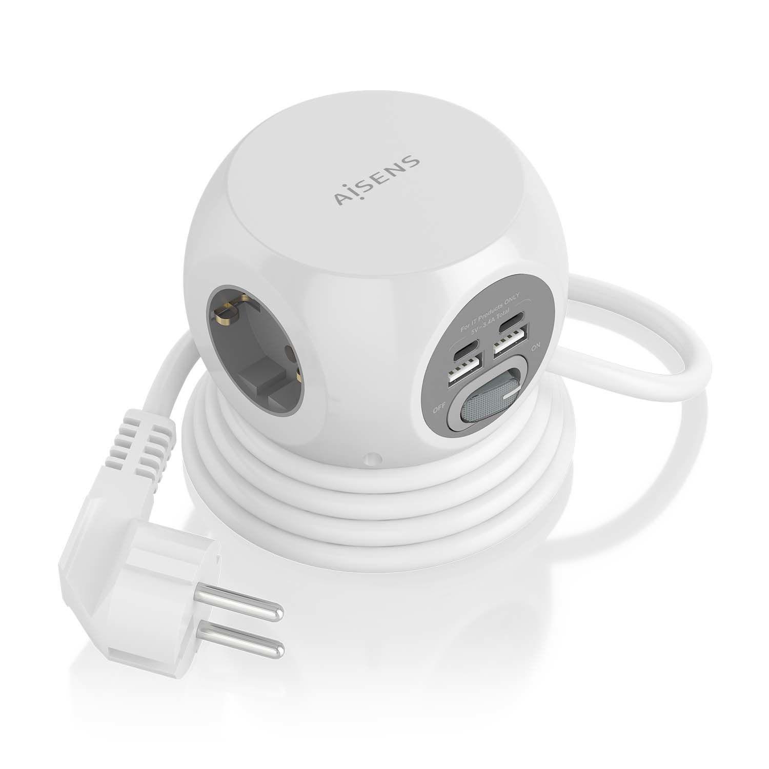 Extensão Elétrica AISENS ASPS-2A2C04-W (Cobre - Branco)