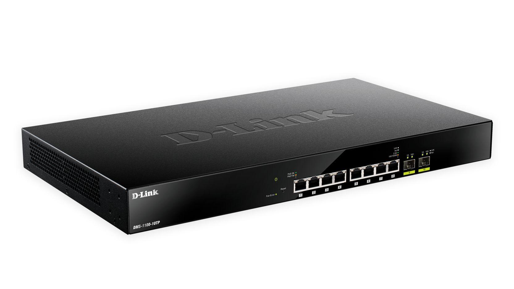 Switch Gerido D-LINK DMS-1100-10TP (2.5G Ethernet - 80 Gbit/s - L2 - Preto)