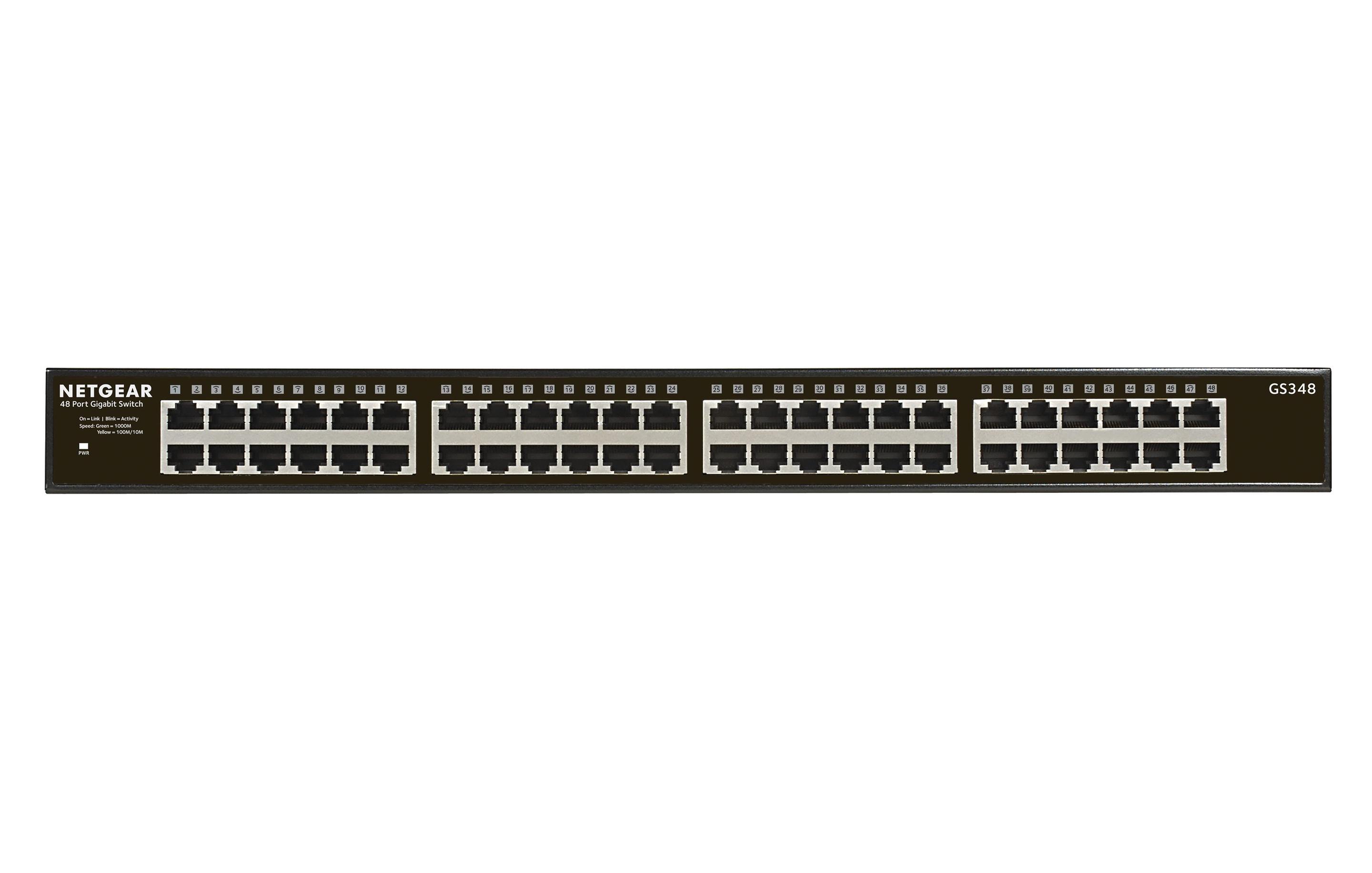 Switch NETGEAR GS348 (Gigabit Ethernet - 10, 100, 1000 Mbit/s - 96 Gbit/s - Preto)
