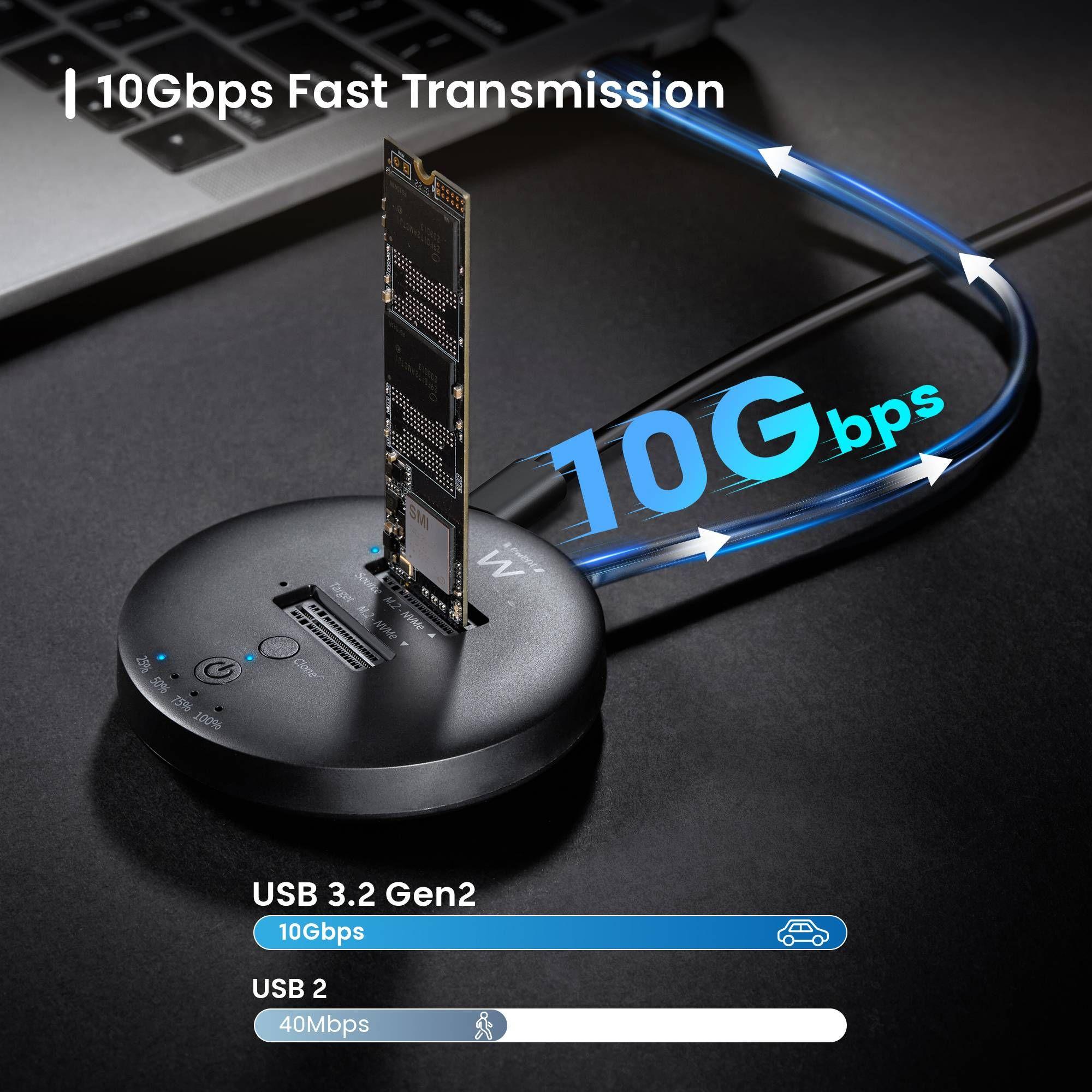 Dock Station Clonadora EWENT EW7078 (M.2 - USB-C 3.2 Gen2 - M.2 NVMe - Preto) — miniatura 4