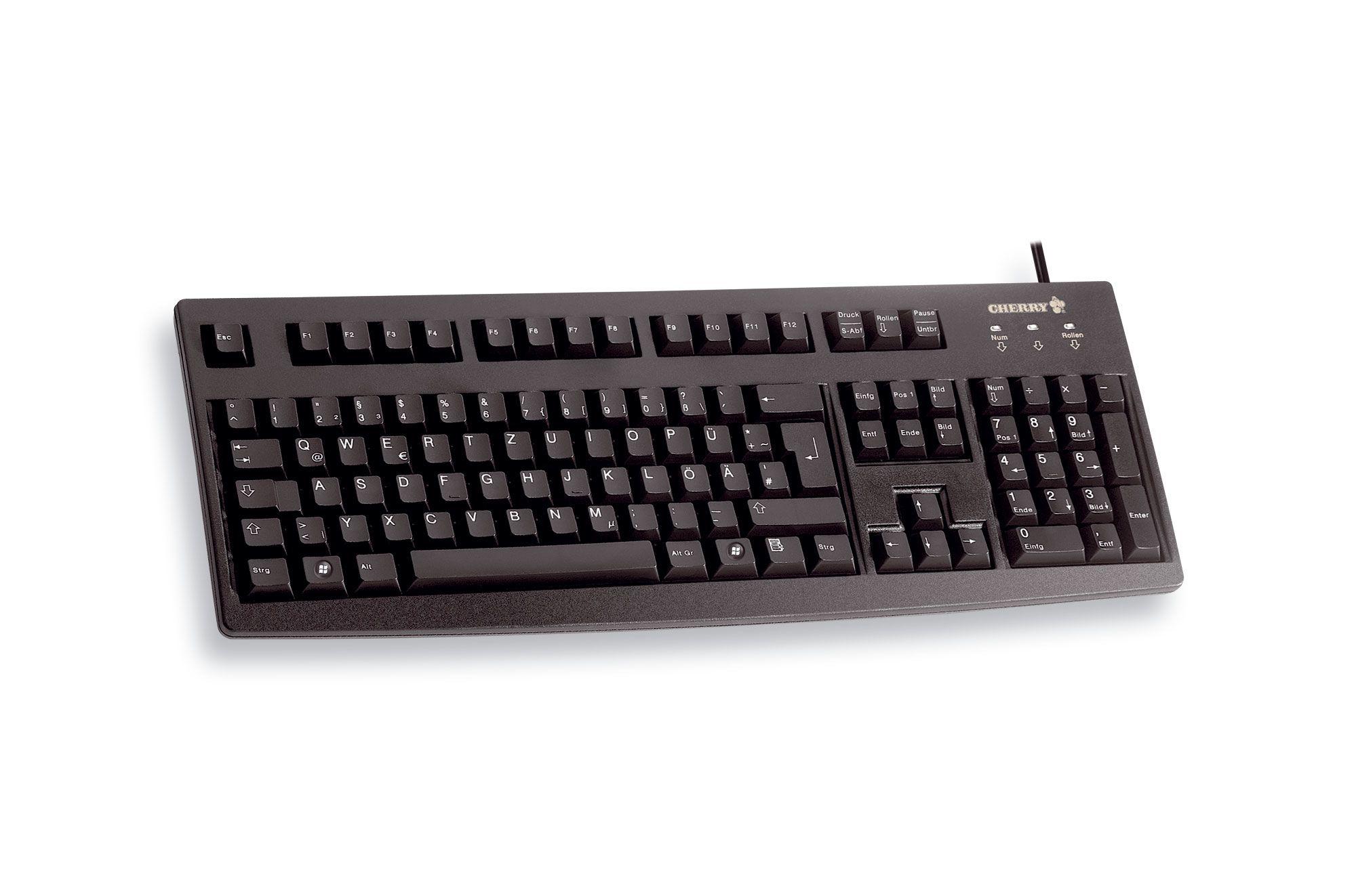 Teclado CHERRY G83-6105LUNDE-2 (Alemão - Tamanho completo - USB - Preto)