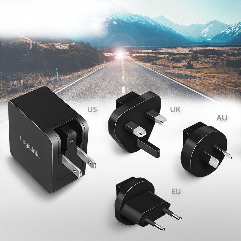 Carregador de Viagem LOGILINK PA0302 (65 W - Preto), miniatura 7