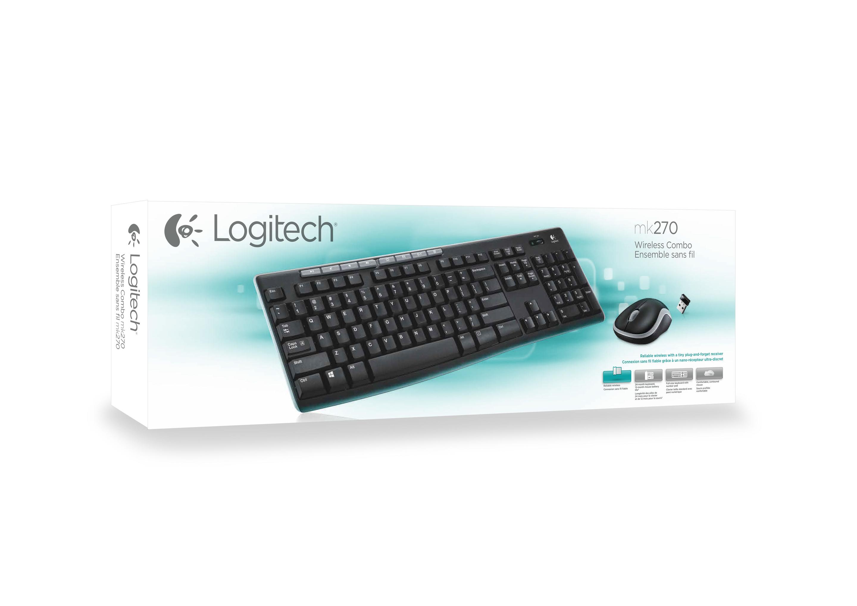 Teclado e Rato LOGITECH MK270 (Espanhol - Tamanho completo - RF Wireless - Preto) — miniatura 6