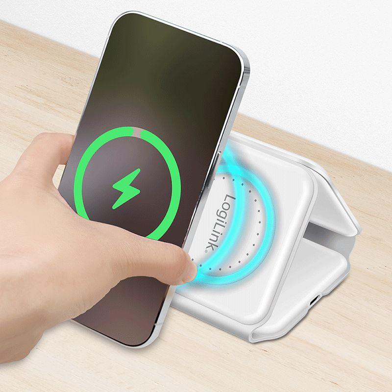 Carregador Magnético Sem Fios LOGILINK PA0344 (15 W - iPhone, Apple Watch, AirPods - Qi - Branco), miniatura 5
