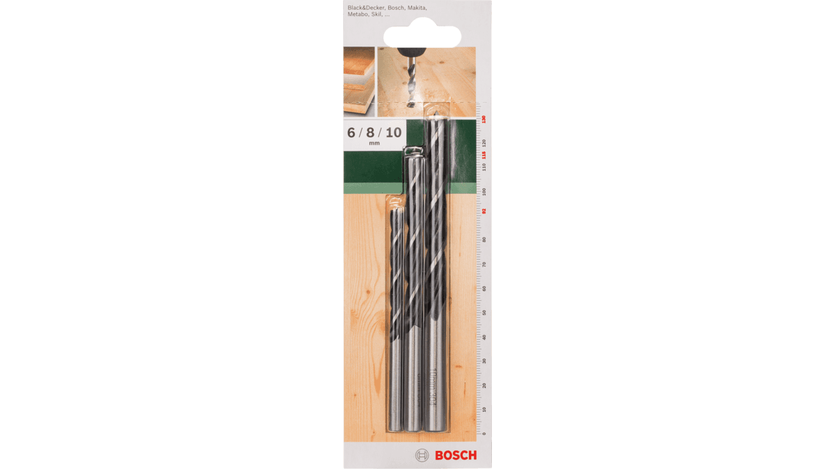 Conjunto de Brocas Espirais para Madeira BOSCH 2609255308 (3 Peças - 6/8/10 mm - Haste Cilíndrica), miniatura 3