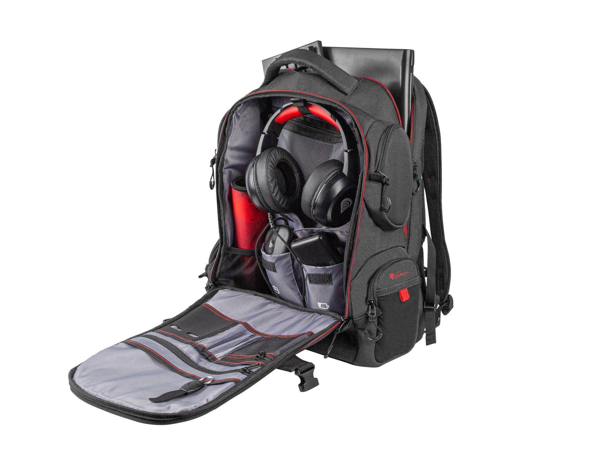 Mochila para Portátil GENESIS Pallad 550 (Poliéster - 43,9 cm - Altura 51 cm - Preto/Vermelho), miniatura 2