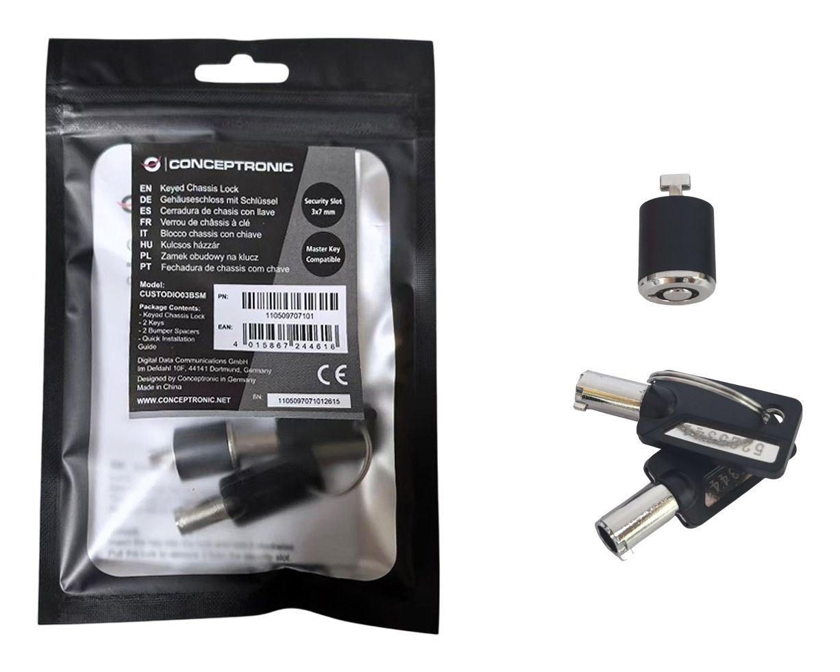 Cadeado Antirroubo para PC CONCEPTRONIC CUSTODIO03BSM (Chave Mestra - Preto), miniatura 2