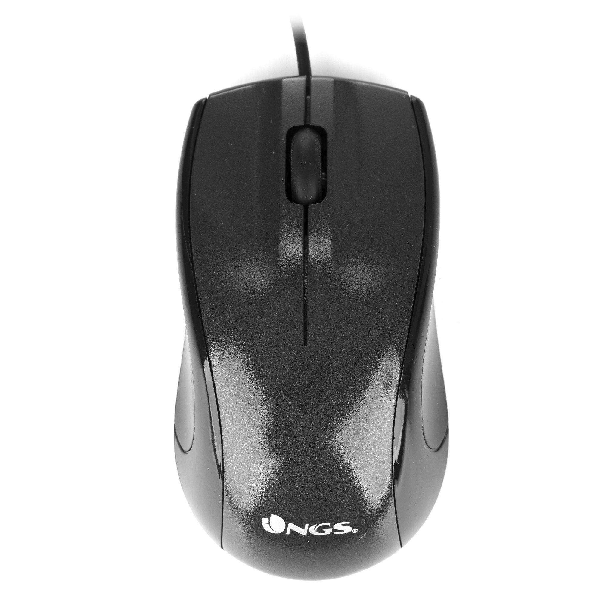 Rato NGS Mist (Mão direita - 800 DPI - Ótico - Preto)
