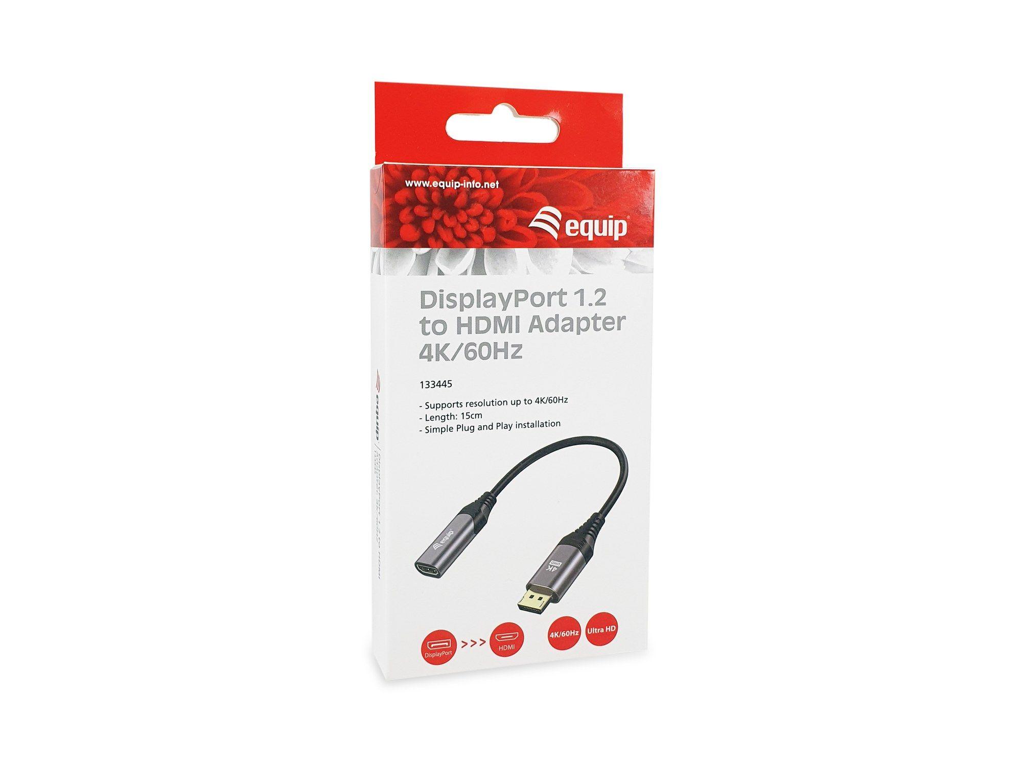 Adaptador DisplayPort para HDMI EQUIP 133445 (0,15 m - DisplayPort macho - HDMI fêmea - Preto e Cinzento), miniatura 6