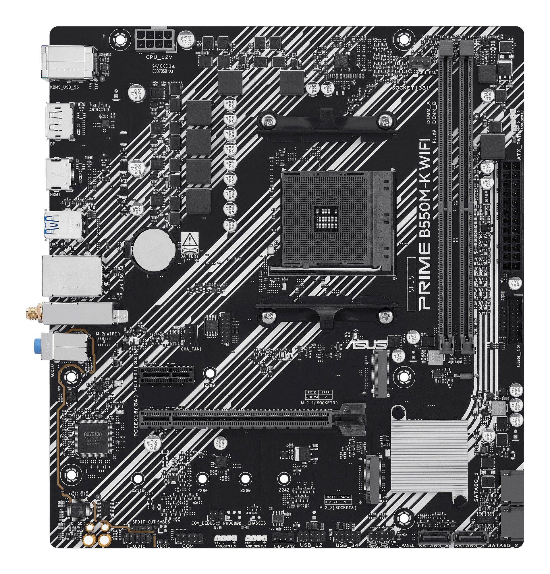 Motherboard ASUS PRIME B550M-K (WI-FI) (AM4 - Micro ATX - Duplo canal - Multicor)
