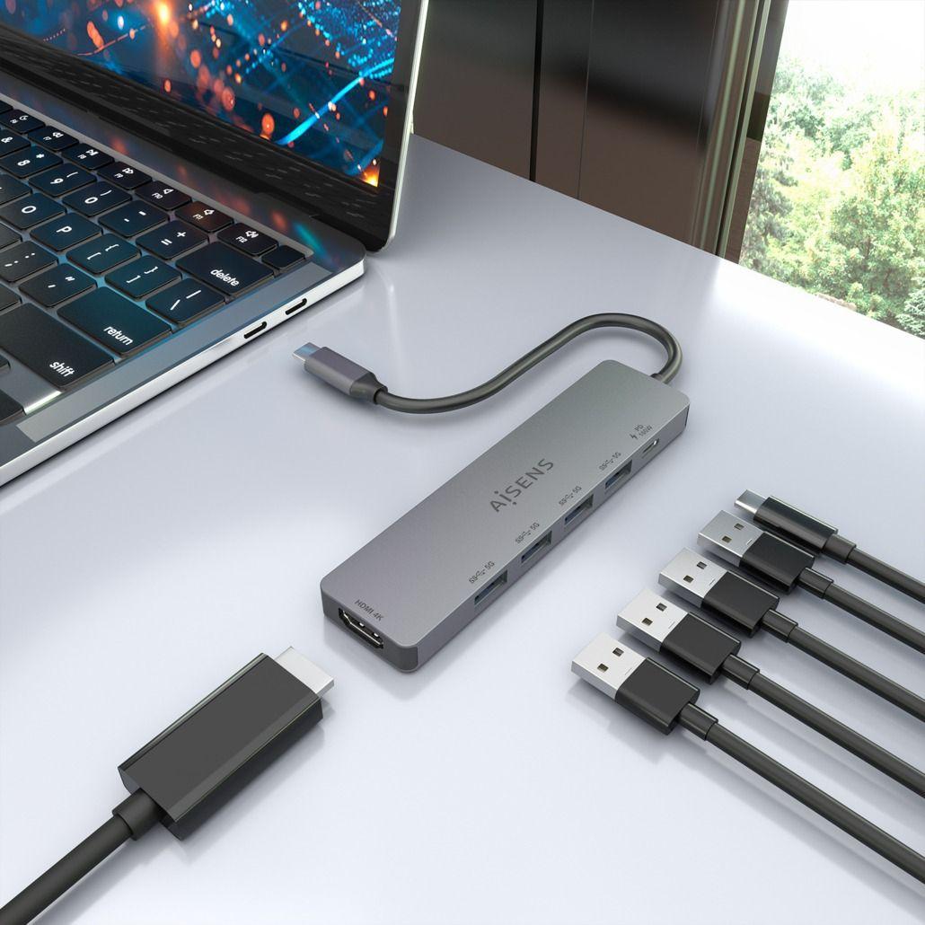 Dock USB-C AISENS ASUC-6P047-GR (0,15 m - Cinzento), miniatura 6