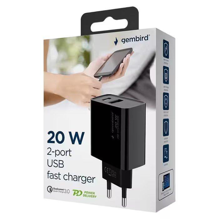 Carregador de Parede GEMBIRD TA-UC-PDQC20-01-BK (20 W - Até 20 W - Preto), miniatura 4