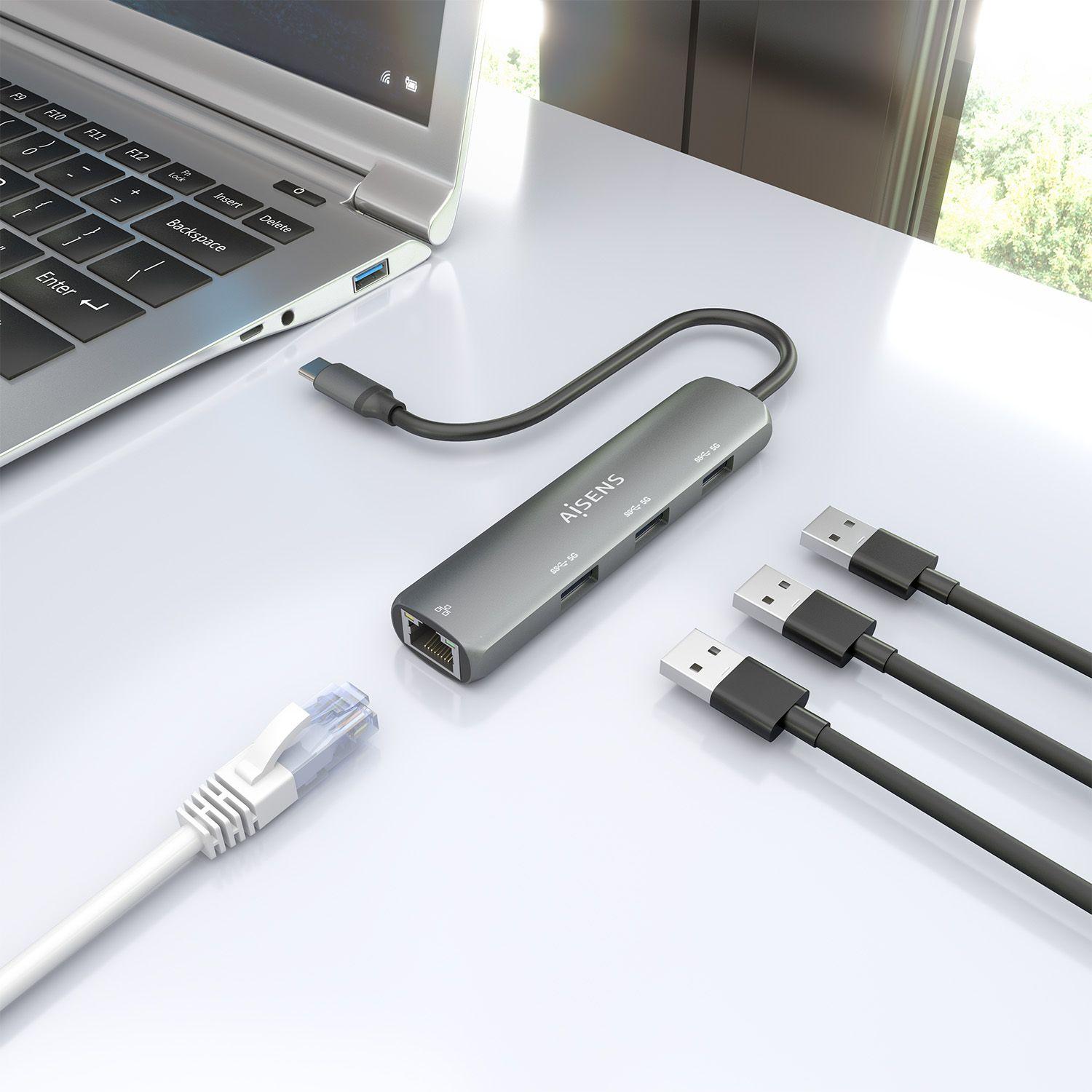 Adaptador USB-C para Ethernet AISENS ASUC-4P038-GR (0,15 m - USB Type-C - Windows 10, Windows 11 - Cinzento), miniatura 6