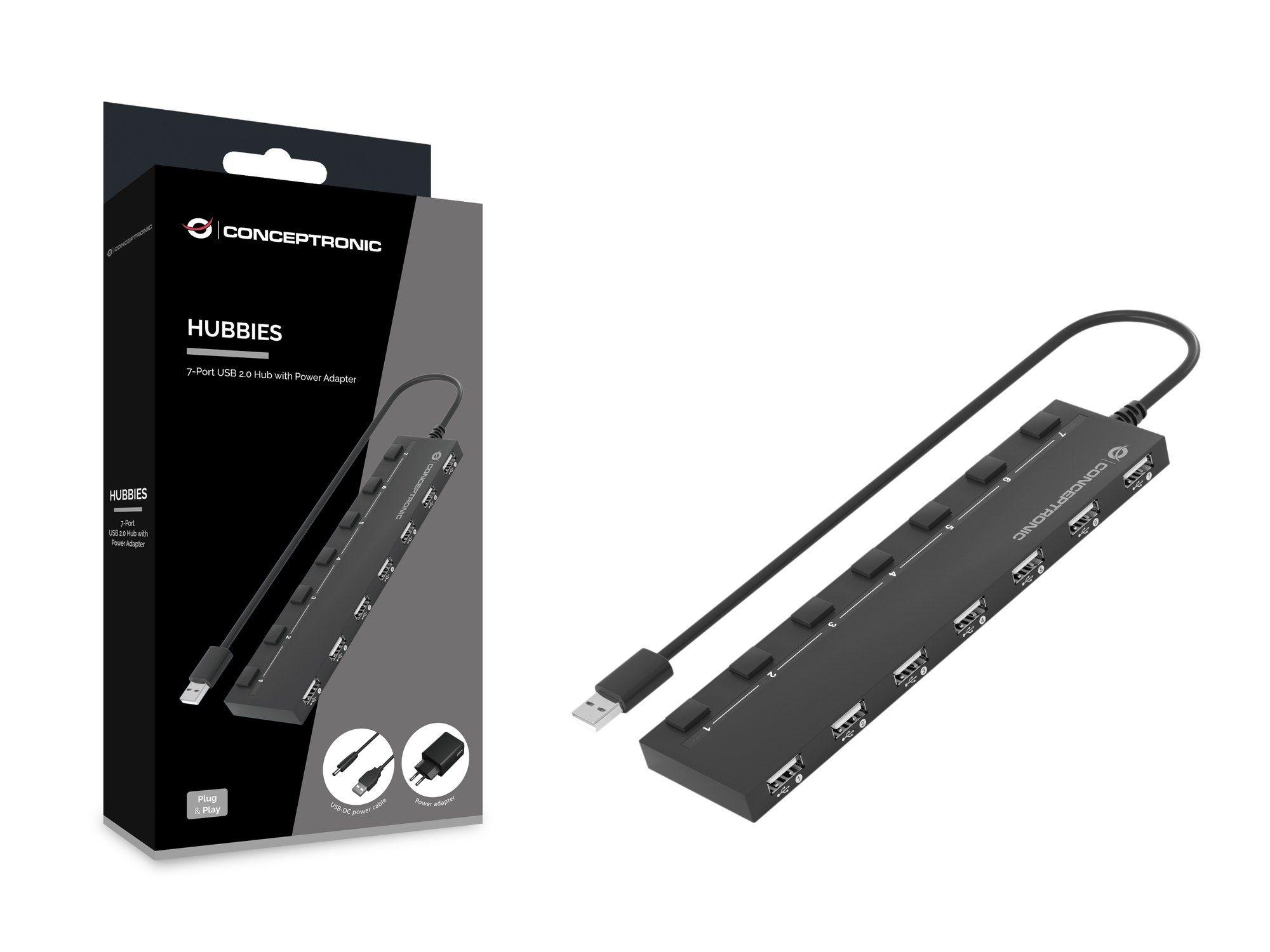 Hub USB 2.0 CONCEPTRONIC HUBBIES08BP (0,9 m - USB-A macho - Preto), miniatura 2