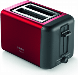 Torradeira BOSCH TAT3P424DE (970 W - 2 fatias - Altura 19,5 cm - Preto/Vermelho)