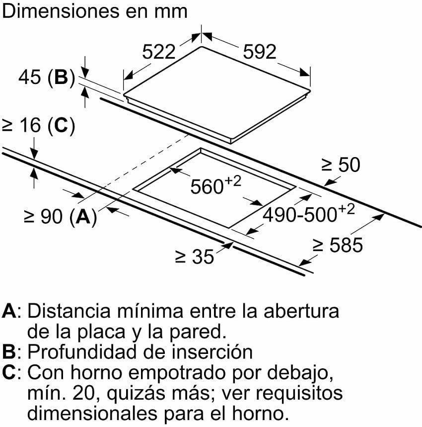 Placa Vitrocerâmica Encastre BOSCH PKK631BB8E (5700 W - Vidrocerâmica - Toque - Preto), miniatura 2