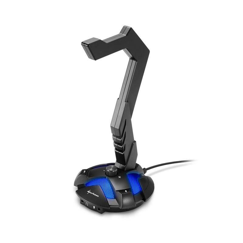 Suporte para Auscultadores SHARKOON X-Rest ALU (Com fios - 3.5 mm - Universal - Preto)