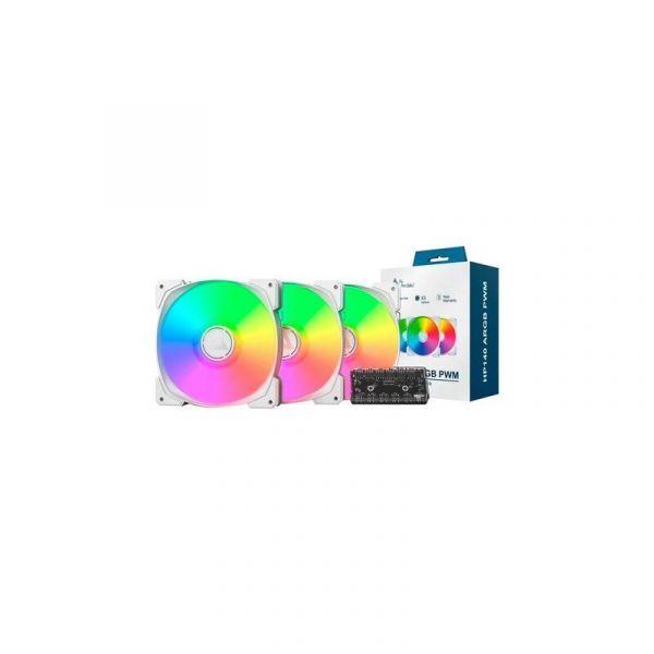 Ventoinhas para Caixa de Computador MONTECH HP140 ARGB PWM (W) 3 IN 1 (Multicolor - Branco)