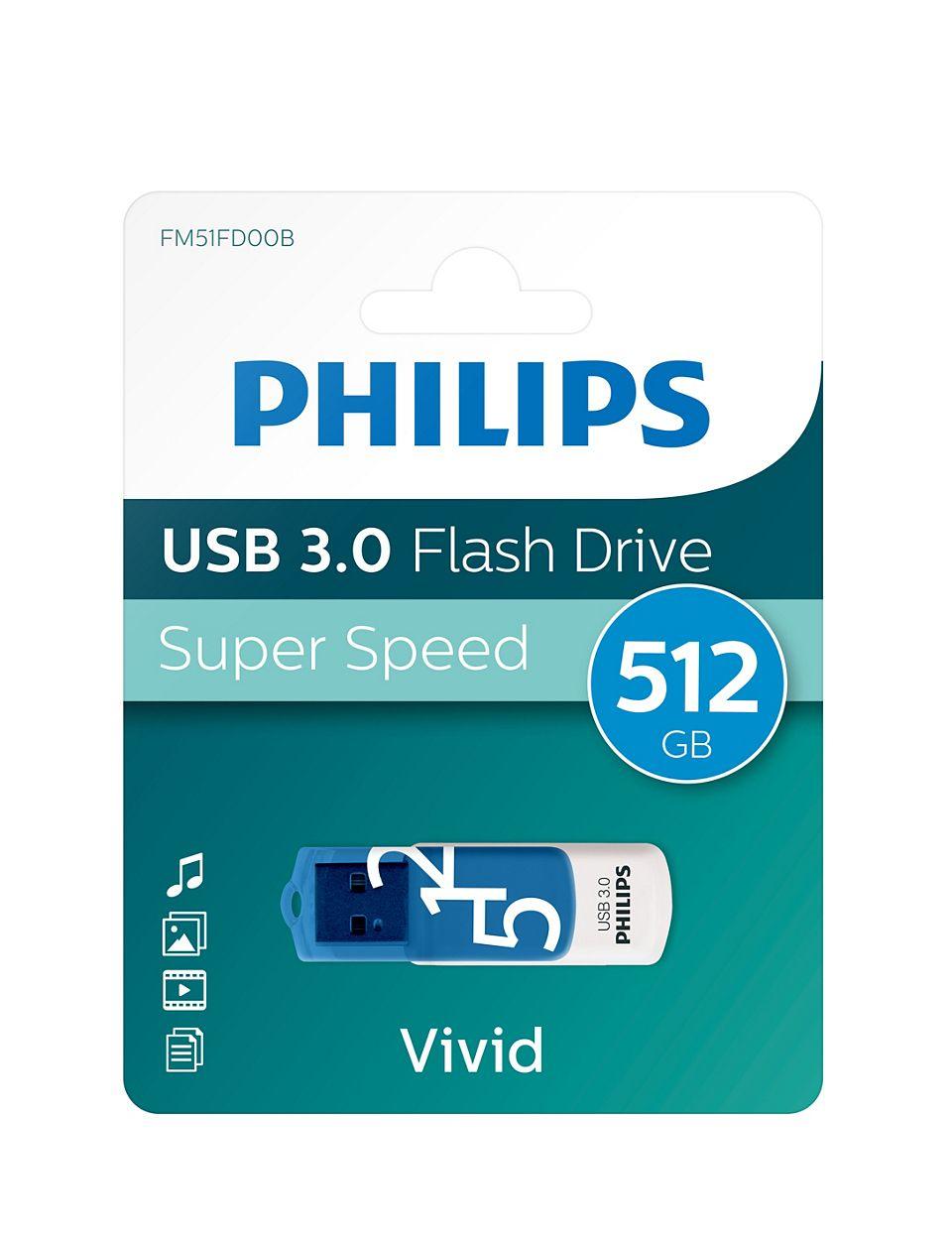 Pen USB PHILIPS FM51FD001B/00 (Com tampa - USB Type-A - 3.2 Gen 1 - Azul e Branco), miniatura 2