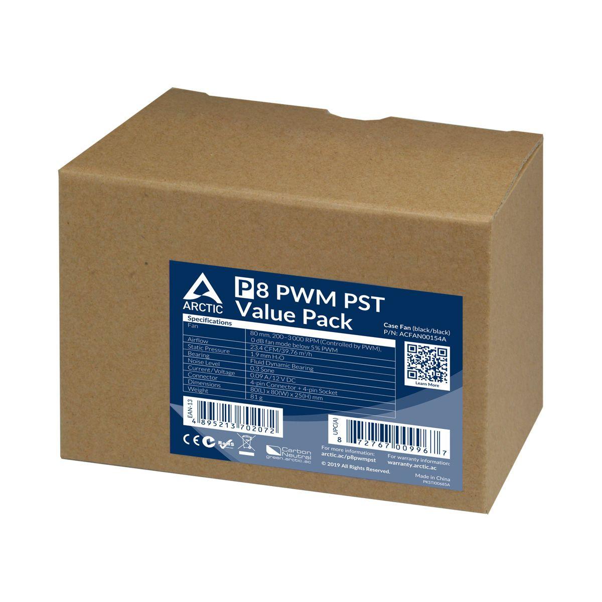 Ventoinha para Caixa de Computador ARCTIC P8 PWM PST Value Pack (Não suportado - Preto) — miniatura 6