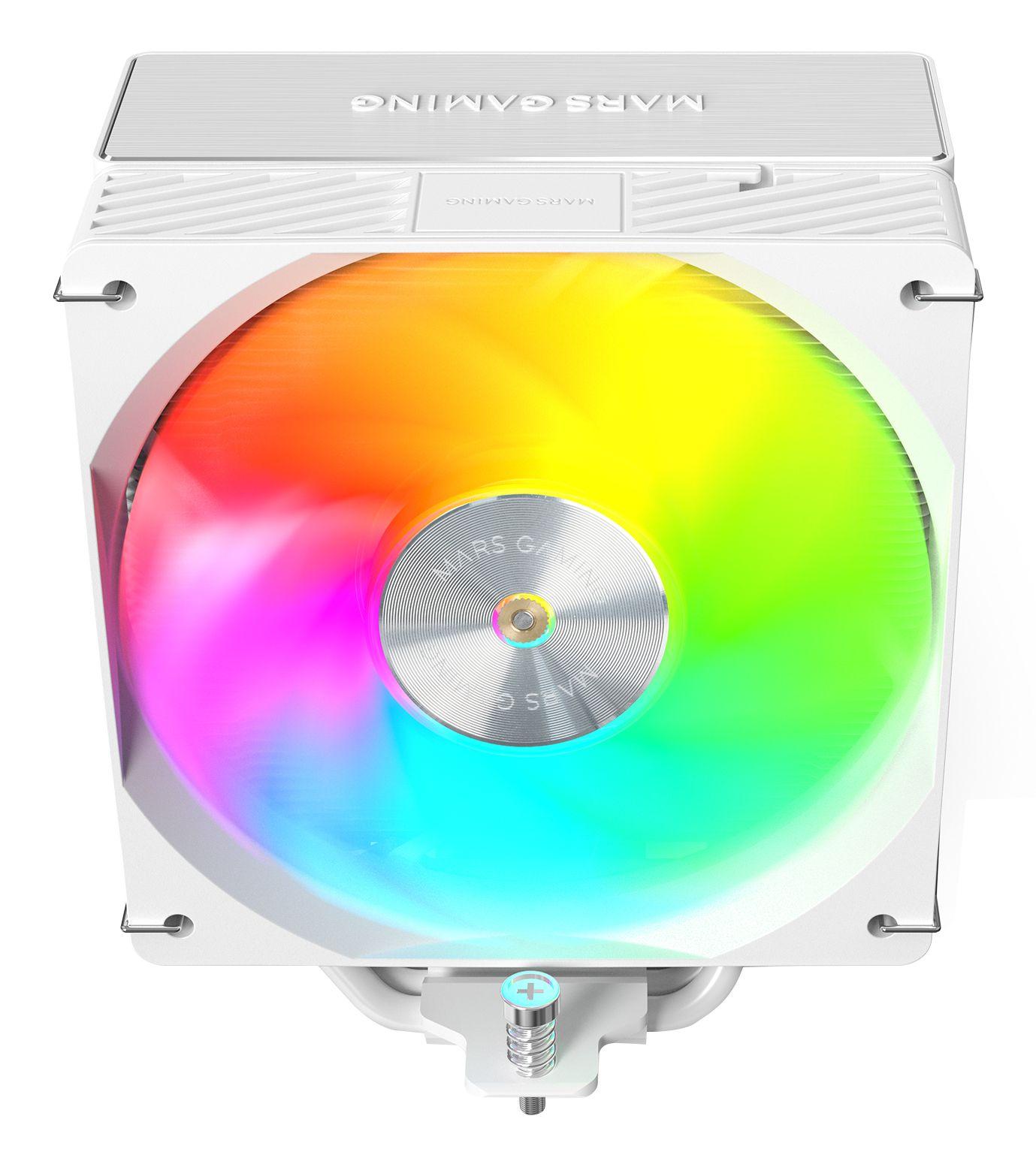 Cooler CPU MARS GAMING MCPU-X5ARGB (12 cm - 1 ventoinha - 2000 RPM - Branco) — miniatura 3
