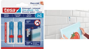 Conjunto de Pregos Adesivos Ajustáveis TESA 77768-00000-00 (Azulejo e Metal - 2 x 2 kg)