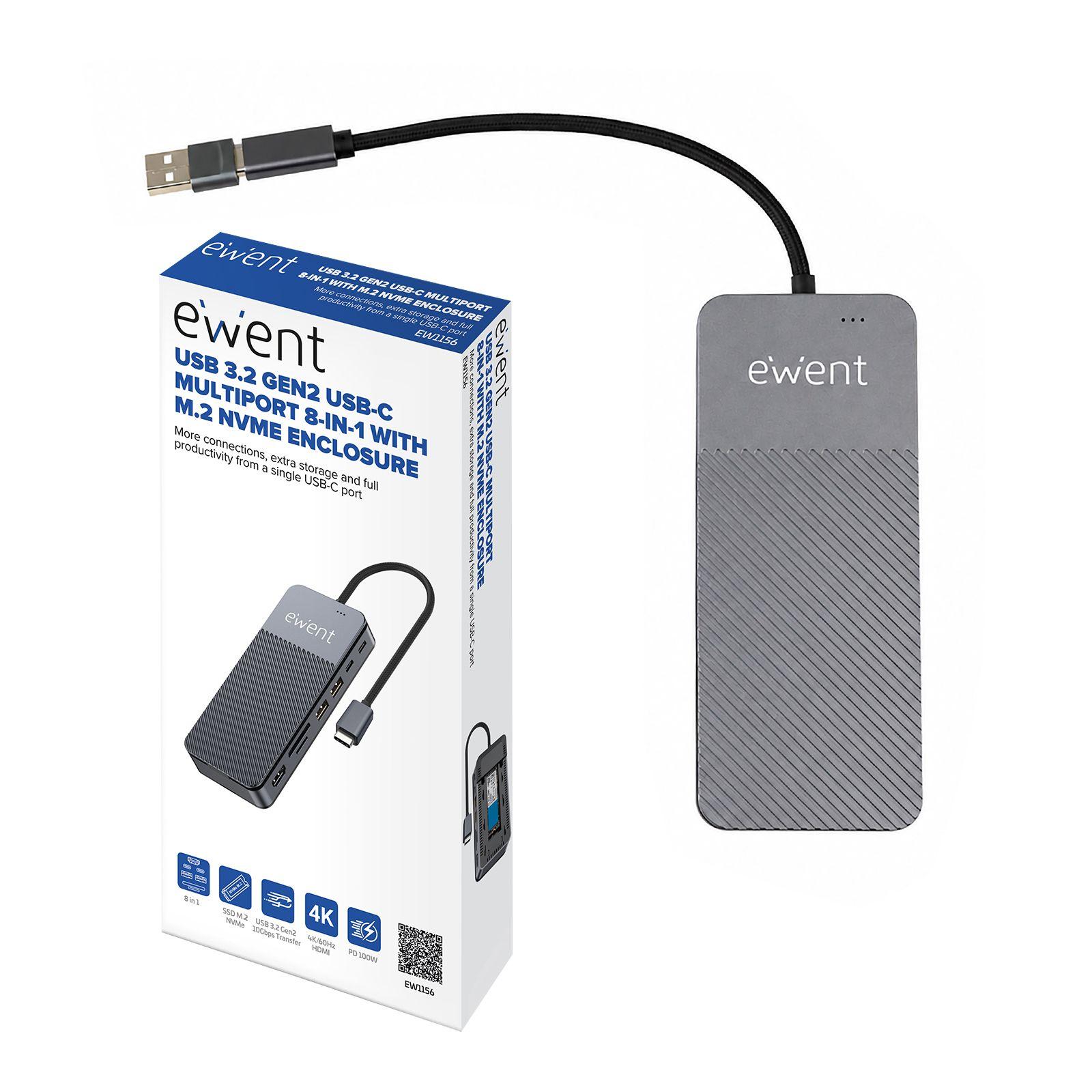 Hub USB-C EWENT EW1156 (0,18 m - Alumínio) — miniatura 2