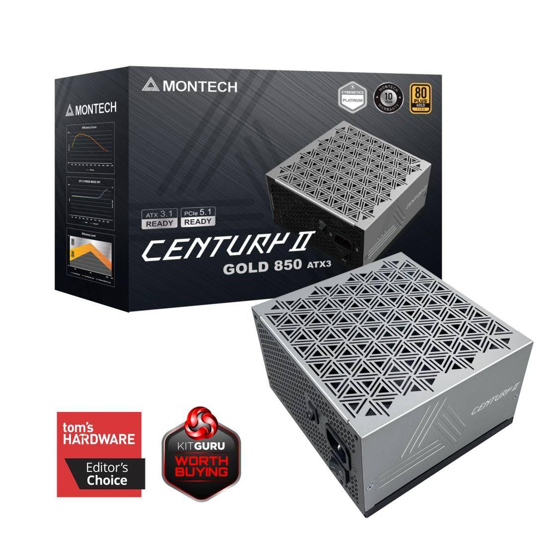 Fonte de Alimentação MONTECH Century II 850W (ATX - 850 W - 80 PLUS Gold - Preto e Prateado), miniatura 2