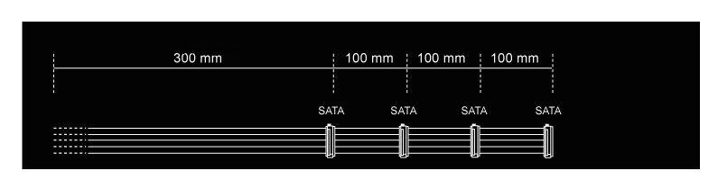 Cabo de Alimentação SATA BE QUIET! CS-3640 (0,6 m - 4 x SATA de 15 pinos - Preto) — miniatura 2