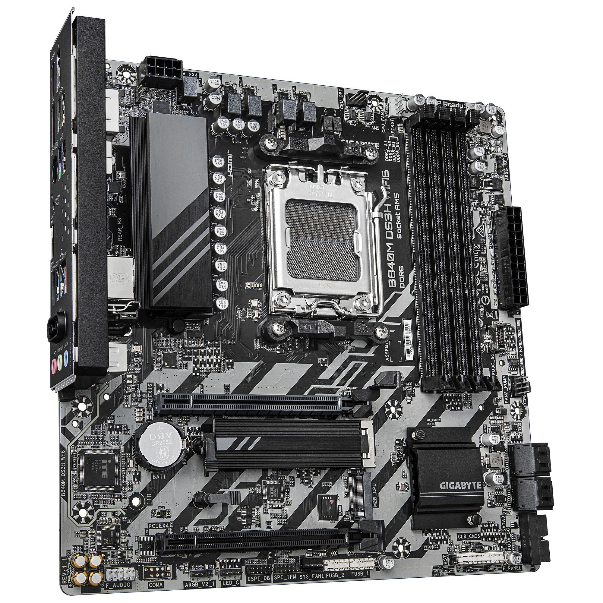 Motherboard GIGABYTE B840M DS3H WIFI6 (AM5 - micro-ATX - Duplo canal - Castanho escuro) — miniatura 3