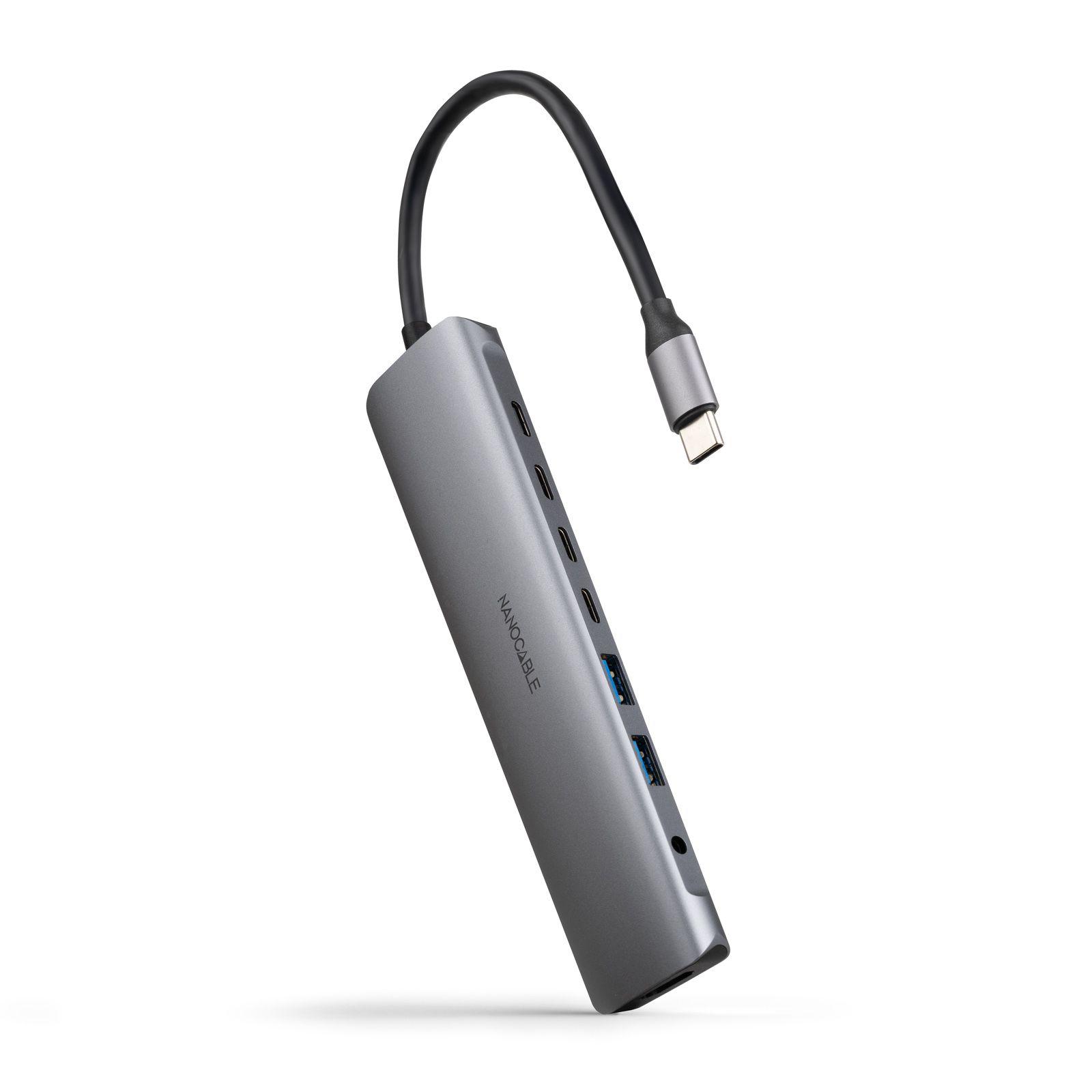 Hub USB-C NANOCABLE 10.16.4608 (0,18 m - Cinzento)