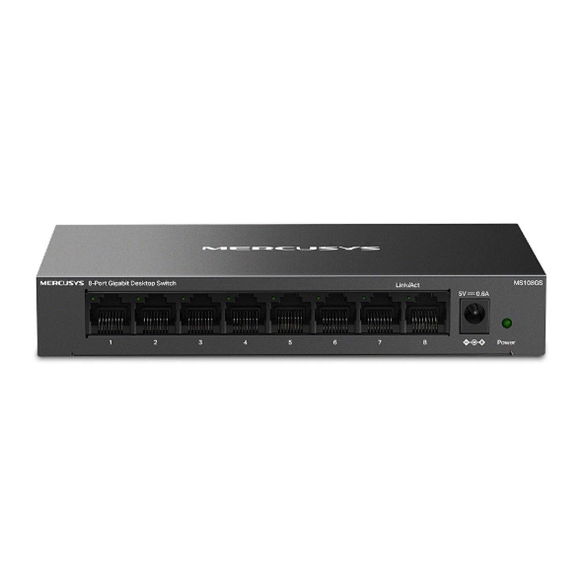 Switch de Rede MERCUSYS MS108GS (Gigabit Ethernet - 0,5 MB - 16 Gbit/s - Preto)