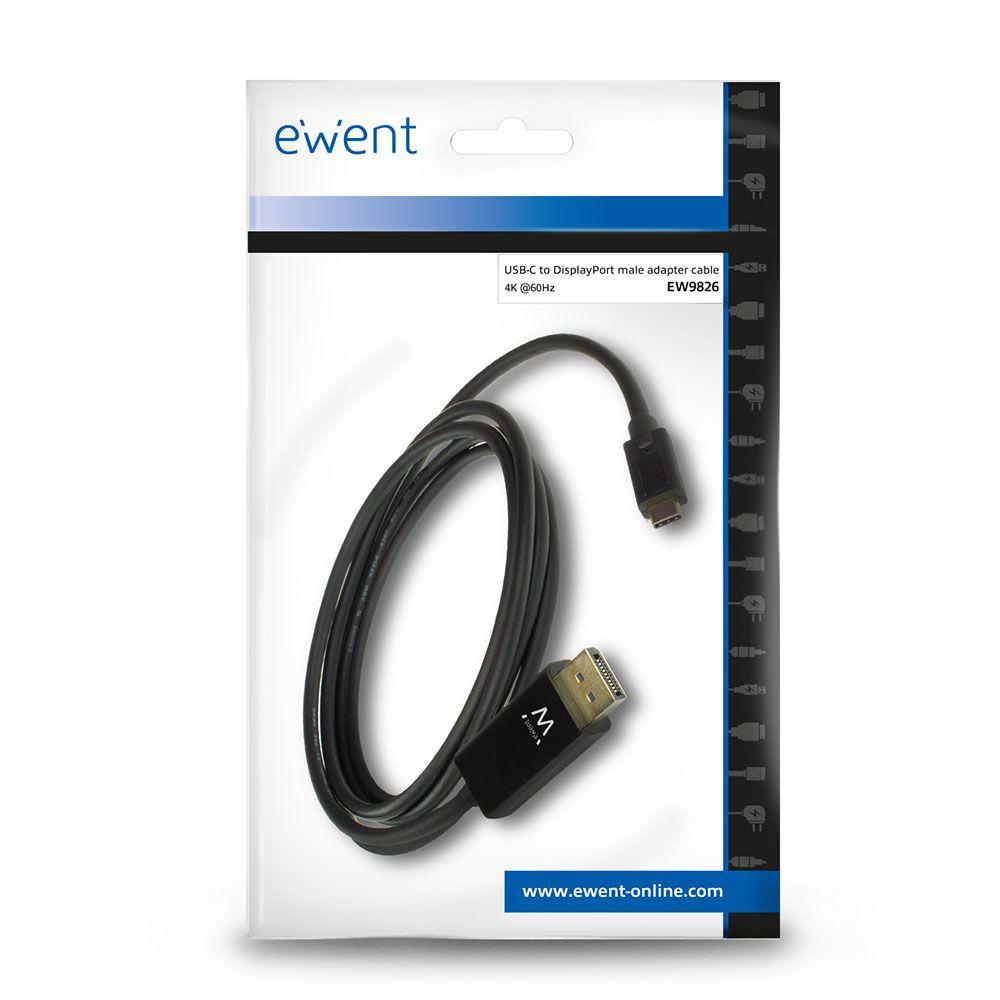 Cabo USB-C para DisplayPort EWENT EW9826 (2 m - USB Type-C - USB-C com modo DP Alt - Preto) — miniatura 3