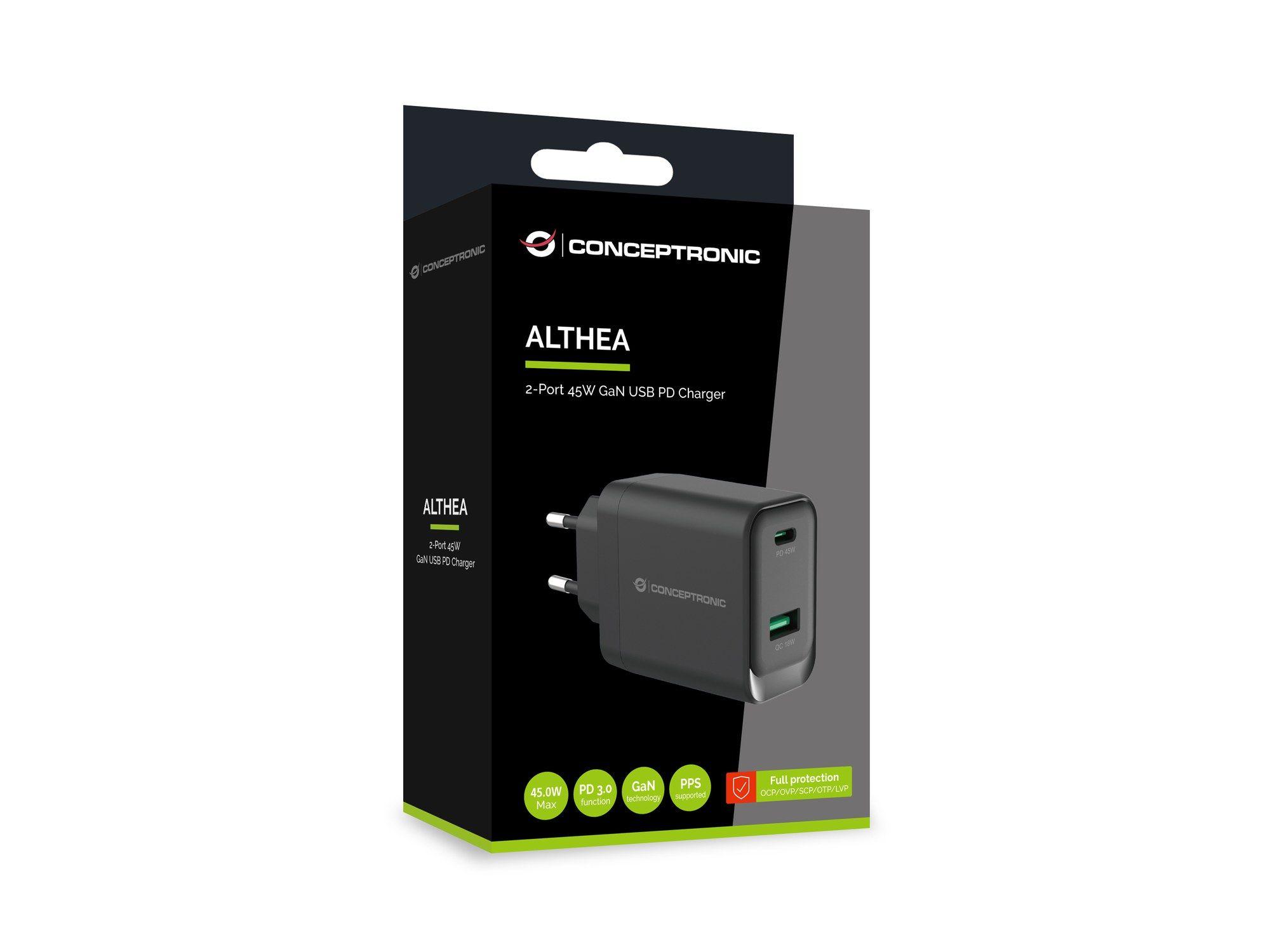 Carregador de Parede CONCEPTRONIC ALTHEA20B45 (45 W - Preto), miniatura 4