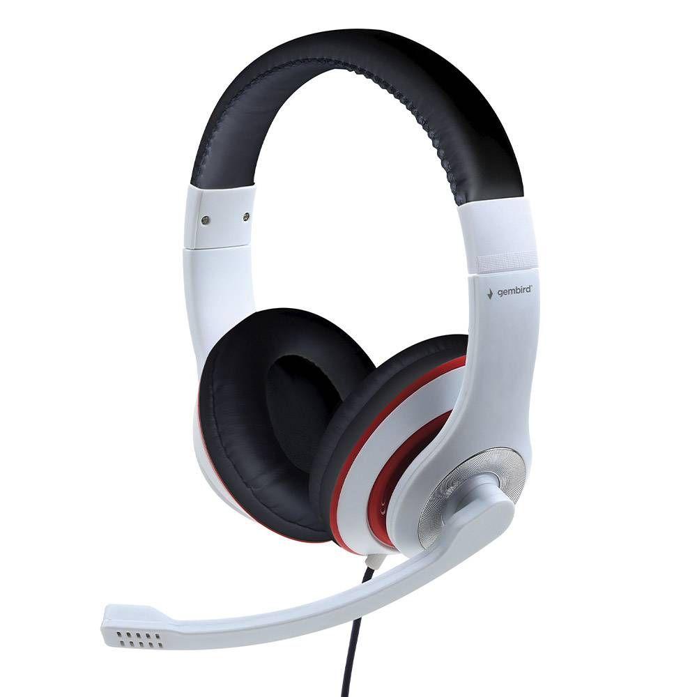 Headset Gaming GEMBIRD MHS-03-WTRDBK (Binaural - Com fios - Circum-aural - Branco com Aro Vermelho), miniatura 2