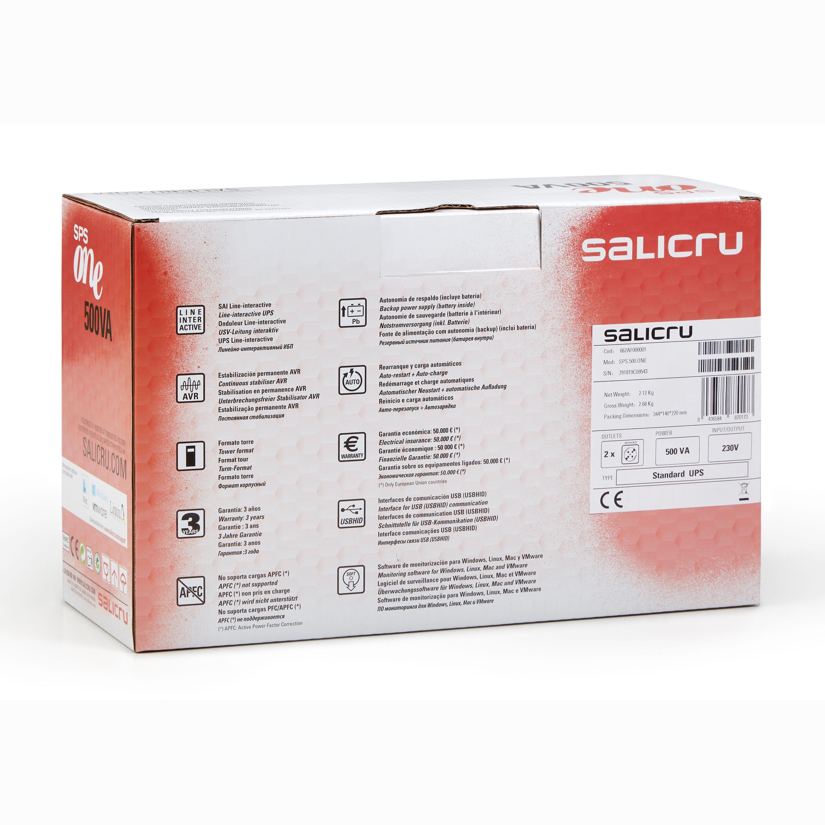 UPS SALICRU SPS.900.ONE (Windows, Linux, Unix e Mac - USB Type-B - Vermelho e Branco) — miniatura 4